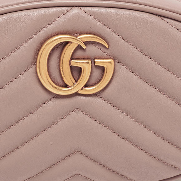 GUCCI Beige Matelasse Leather Mini GG Marmont Belt Bag - Picture 5 of 8